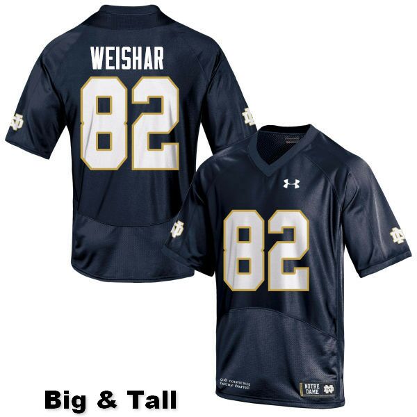 Men's NCAA Notre Dame Fighting Irish #82 Nic Weishar Stitched College Under Armour Authentic Navy Blue Big & Tall Football Jersey KY10U36ZQ